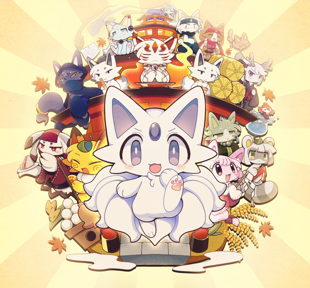 This is a pixiv picture whose title is 古今東西おきつね物語！まとめ.