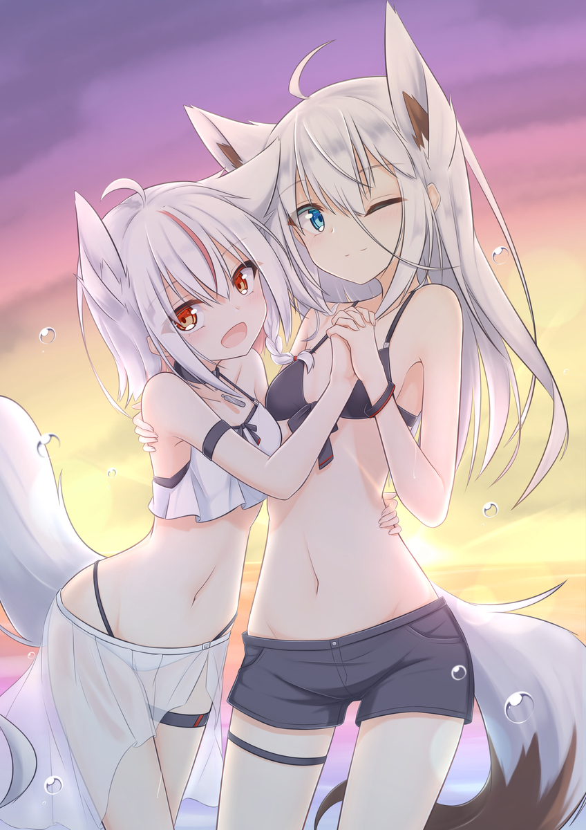 This is a pixiv picture whose title is ハクアちゃん＆クレアちゃん.
