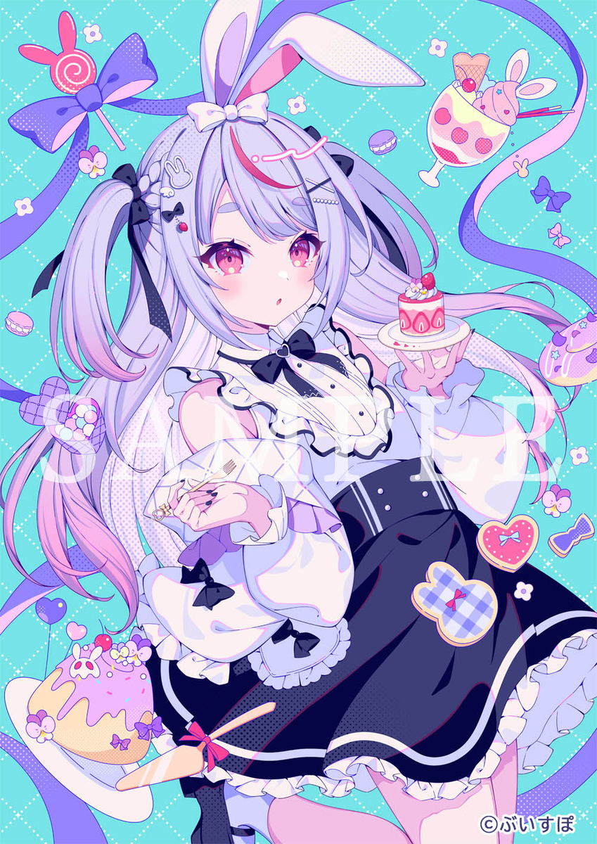 This is a pixiv picture whose title is 兎咲ミミさんの3周年記念グッズ用イラストを担当させて頂きました。.