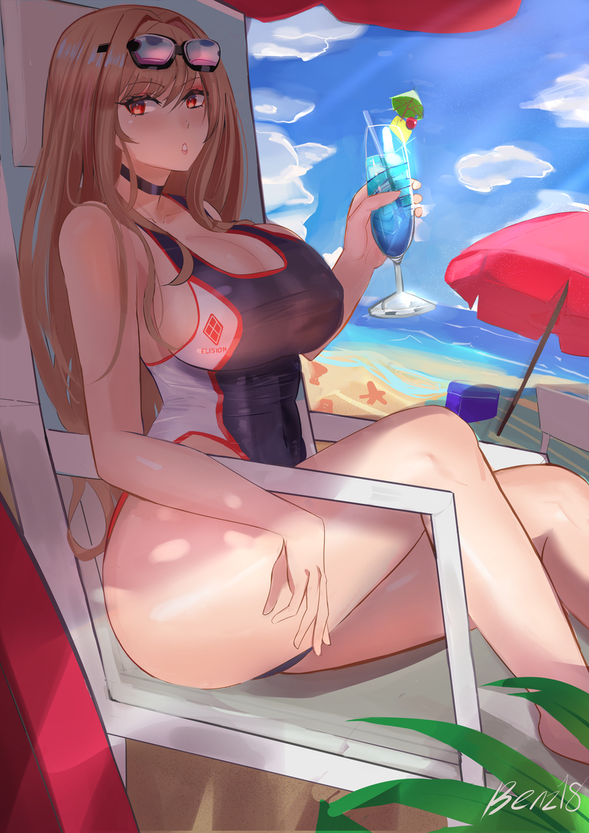 This is a pixiv picture whose title is Rapi is chilling on the beach.