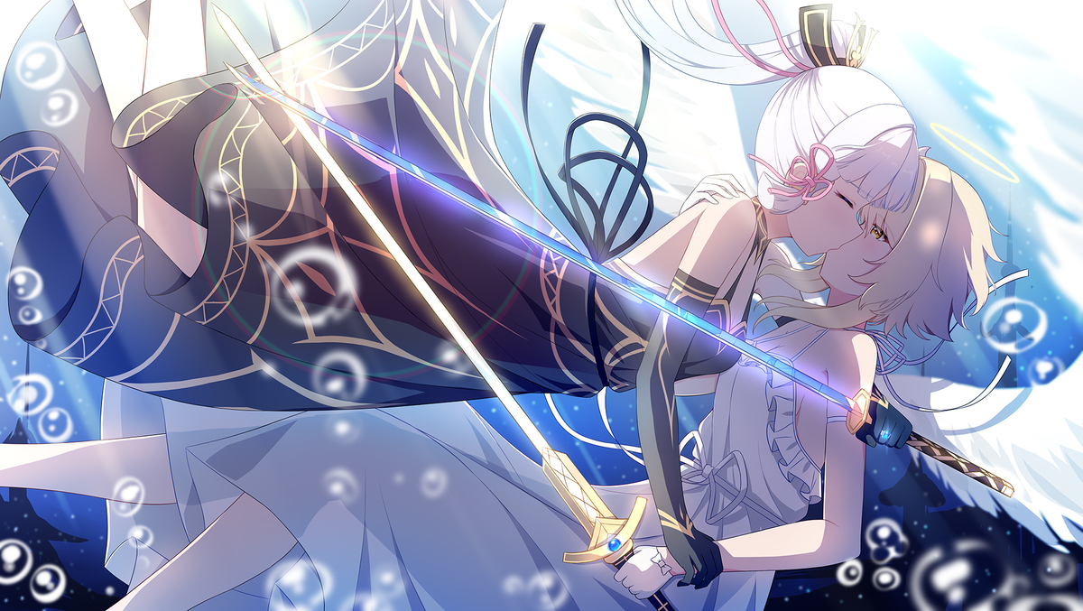 This is a pixiv picture whose title is 荧鹭-天堂坠落-沉溺.