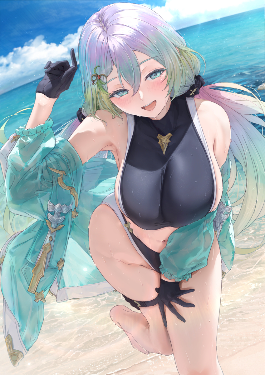 This is a pixiv picture whose title is 水着クピタン.