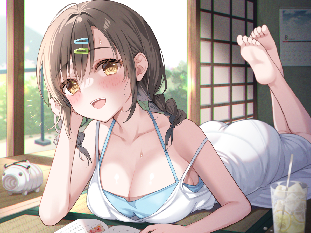 This is a pixiv picture whose title is 田舎彼女と夏の音に、心も体も癒される.