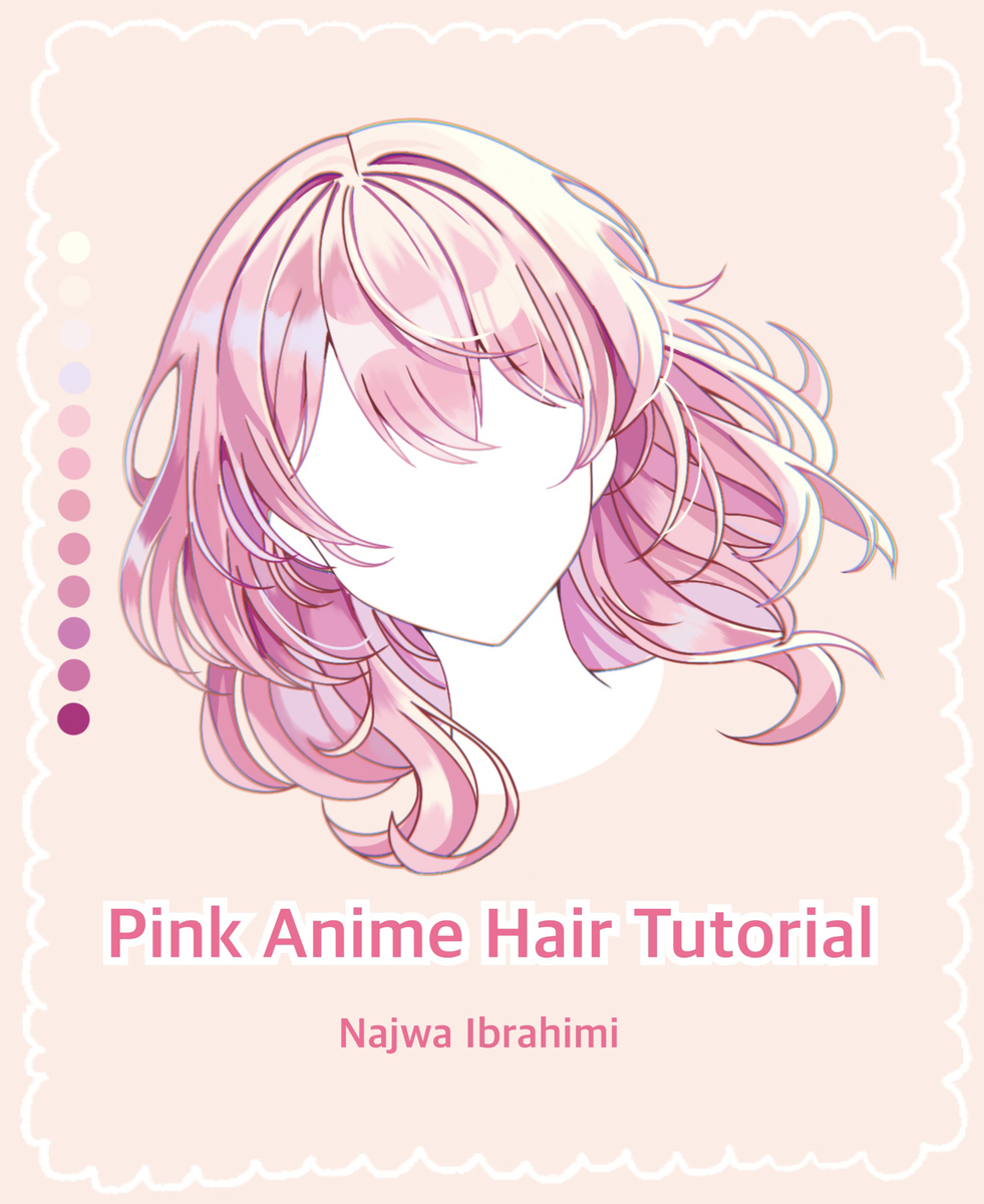 This is a pixiv picture whose title is Pink Anime Hair Shading Tutorial.