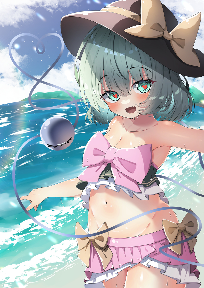 This is a pixiv picture whose title is こいしちゃん「海だっ！」.