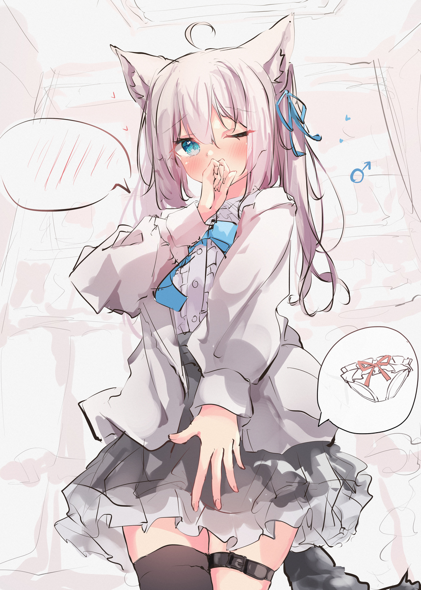 This is a pixiv picture whose title is 履いちゃった男の娘////♂️.