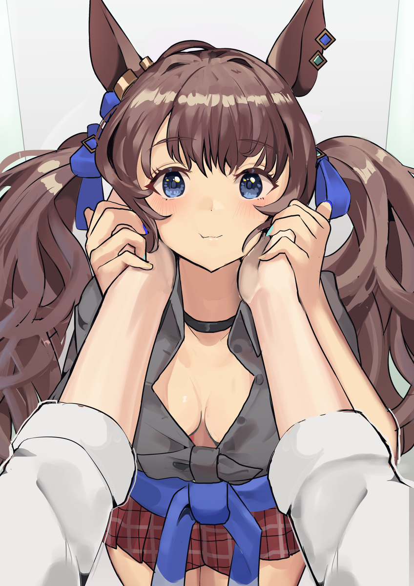 This is a pixiv picture whose title is ほっぺむぎゅ  「なにしてんの…」.