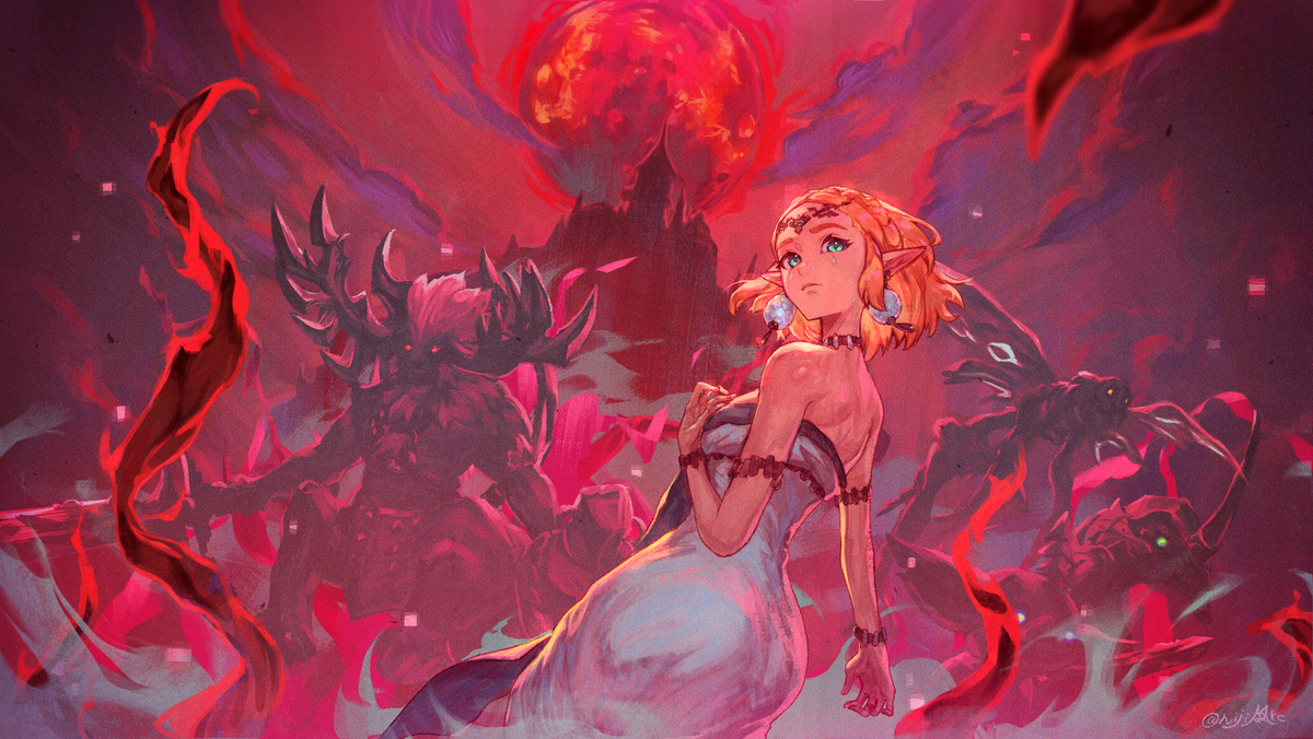This is a pixiv picture whose title is 紅き月.