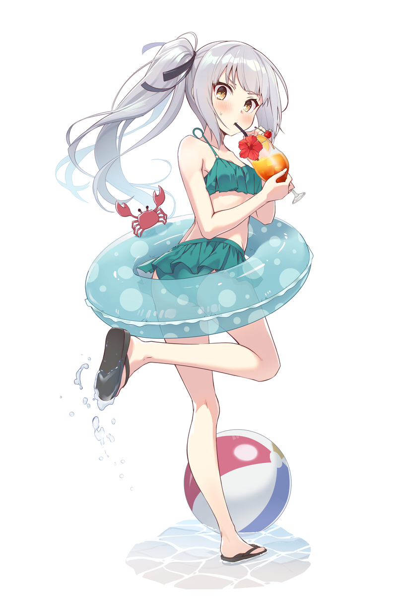 This is a pixiv picture whose title is 夏を満喫しているところを目撃されてしまった霞ちゃん.