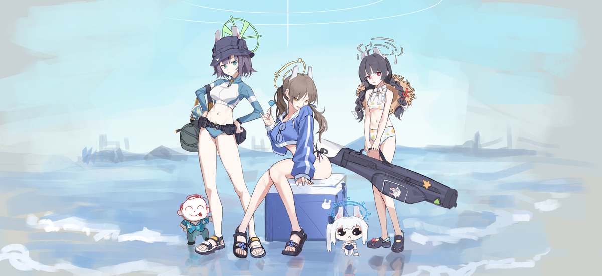 This is a pixiv picture whose title is 兔子小队夏日版.