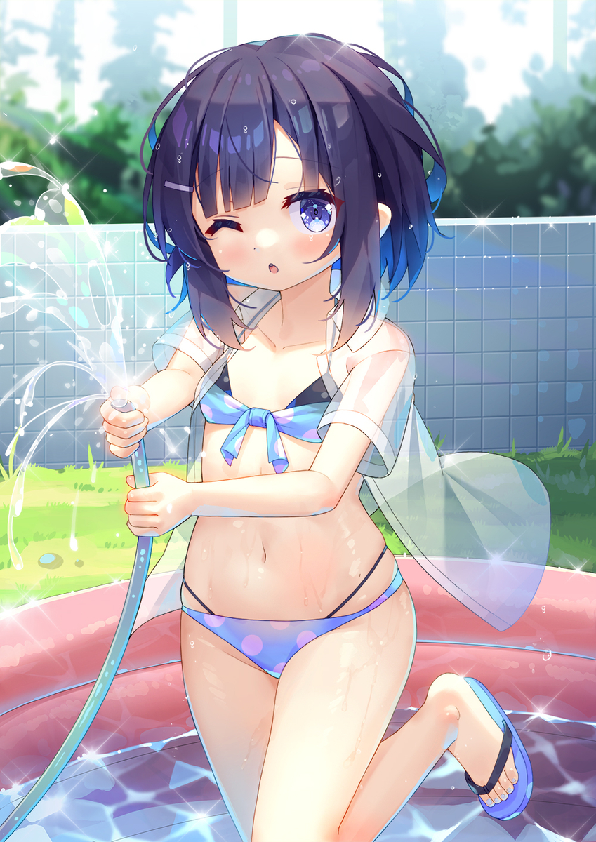 This is a pixiv picture whose title is フユちゃんと一緒に水遊びしましょ！.