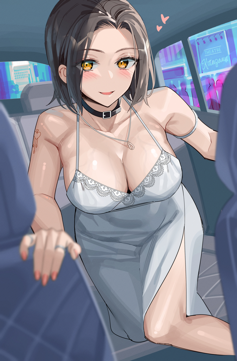 This is a pixiv picture whose title is 「一緒にパーティー抜け出そ、運転手さん❤」.