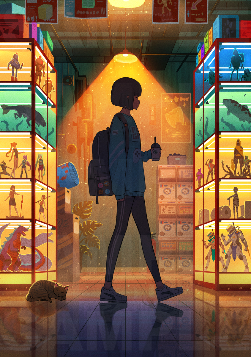 This is a pixiv picture whose title is 『中野ブロードウェイ怪談』　表紙イラスト.