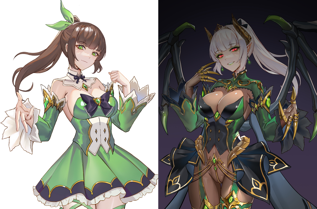 This is a pixiv picture whose title is 悪堕ち差分.