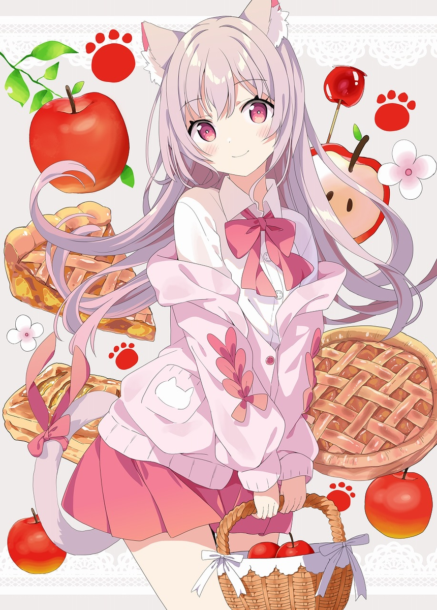 This is a pixiv picture whose title is 🍎🐱.