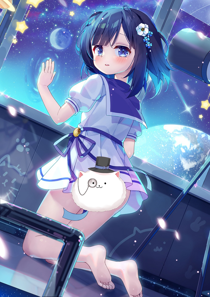 This is a pixiv picture whose title is 地球外の教室で宇宙見学をしてるフユちゃん.