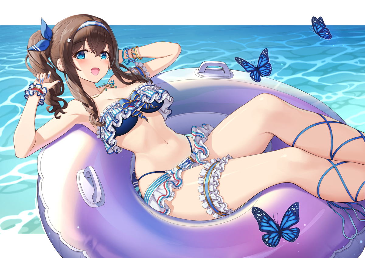 This is a pixiv picture whose title is 水着ふみふみ.
