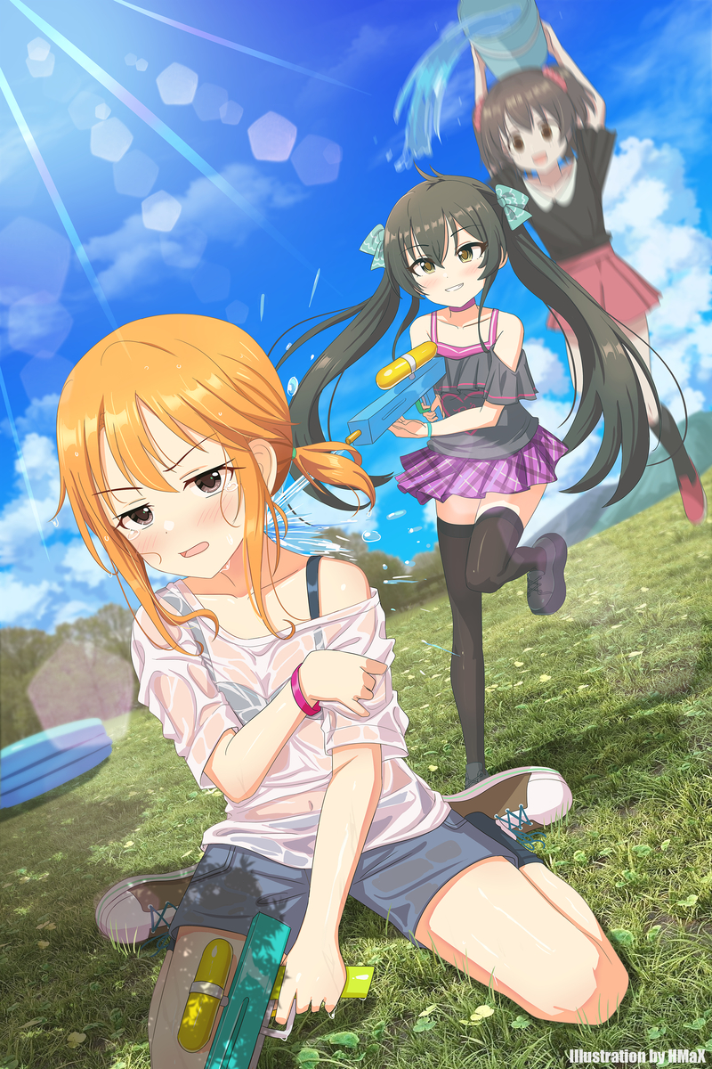 This is a pixiv picture whose title is アイドルと一緒に水遊び！晴！.