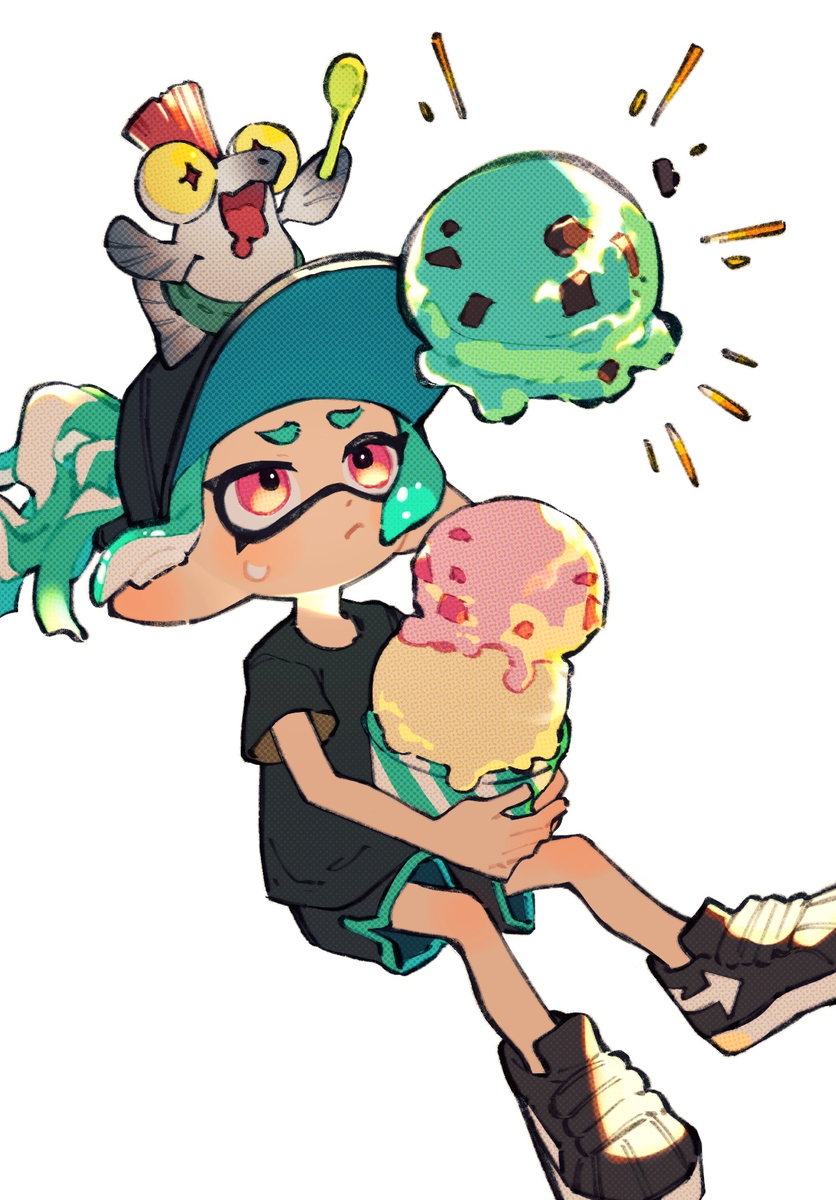 This is a pixiv picture whose title is 決められない🍨🦑.