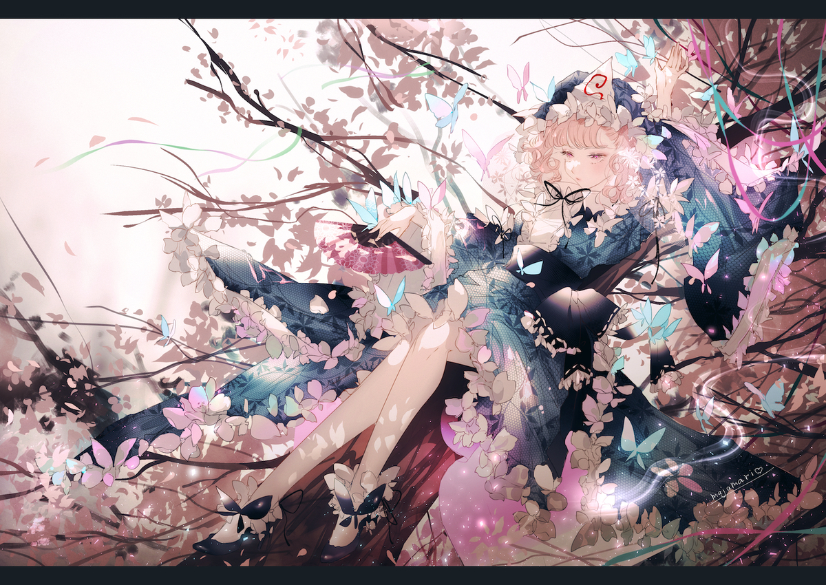 This is a pixiv picture whose title is 桜と幽々子さま。.