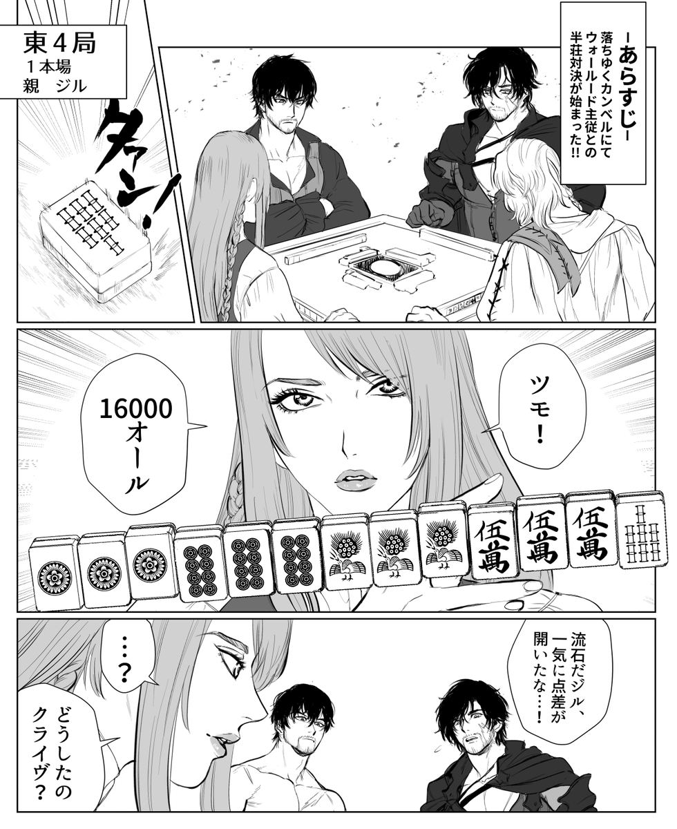 This is a pixiv picture whose title is 脱衣麻雀漫画.