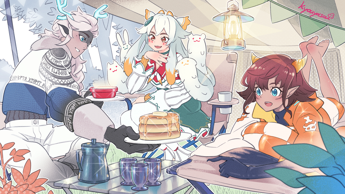 This is a pixiv picture whose title is CAMP🥞.