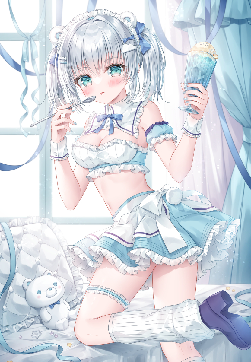 This is a pixiv picture whose title is しろくまソーダ🐻‍❄️☁️.