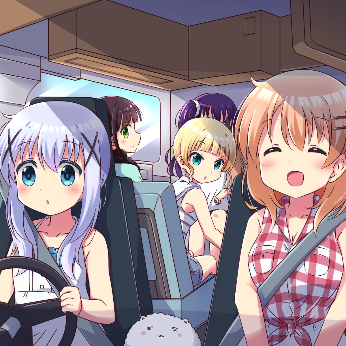 This is a pixiv picture whose title is チノちゃんはじめてのキャンピングカー.