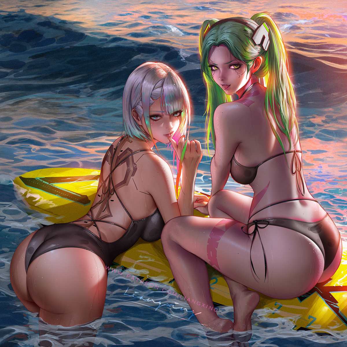This is a pixiv picture whose title is Lucy Rebecca swimsuit.