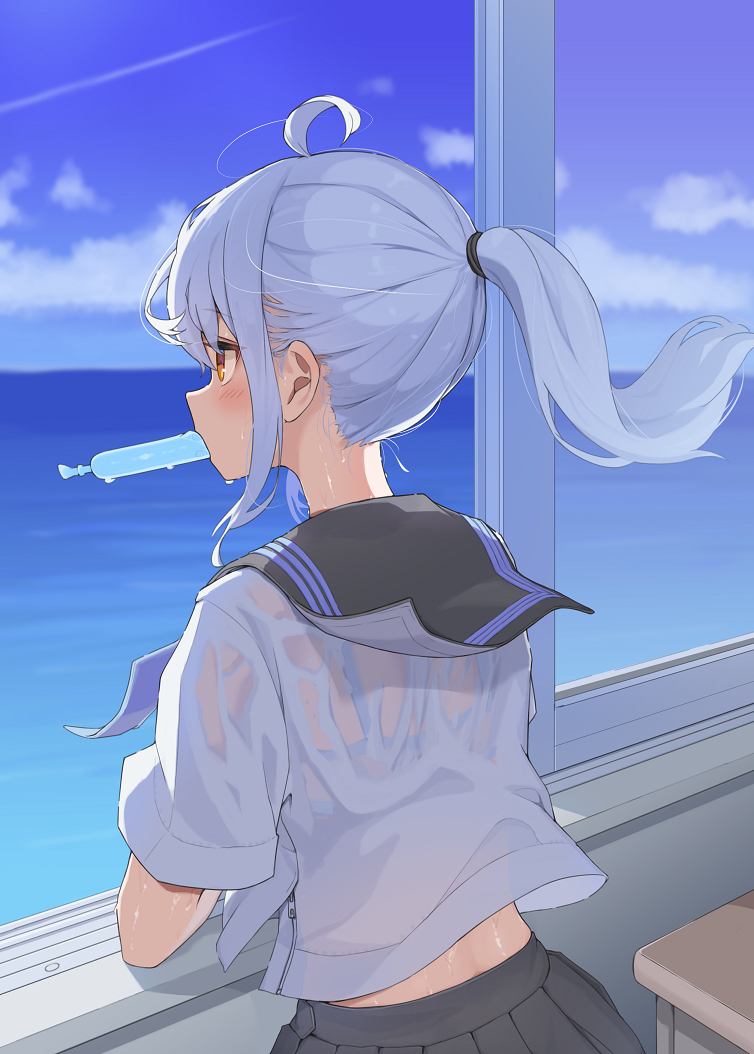 This is a pixiv picture whose title is 夏セーラーポニテ.