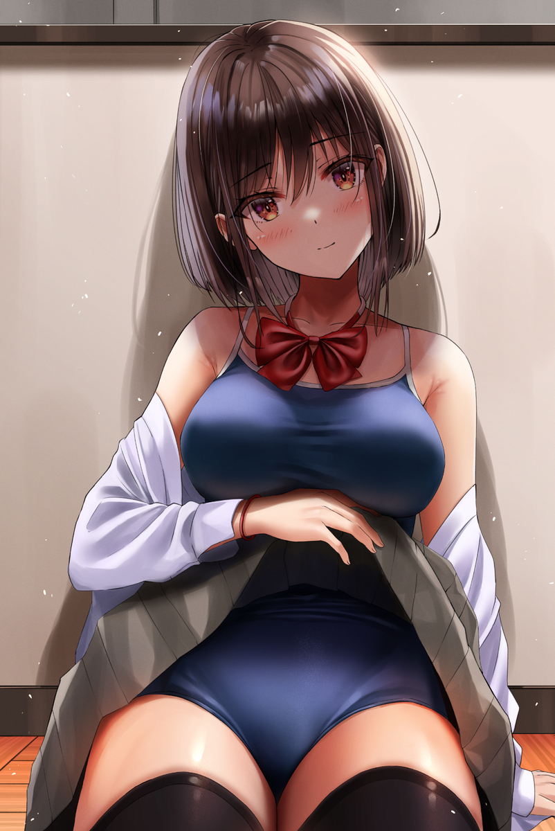 This is a pixiv picture whose title is 放課後のスク水ちゃん.