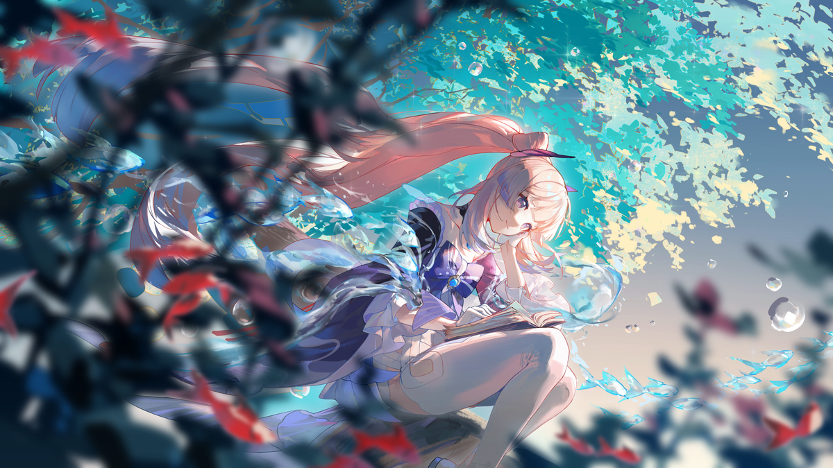 This is a pixiv picture whose title is 心海读书.
