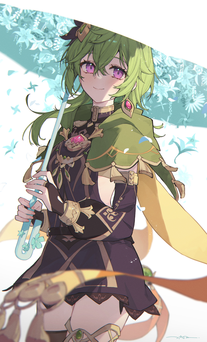 This is a pixiv picture whose title is 花と傘.