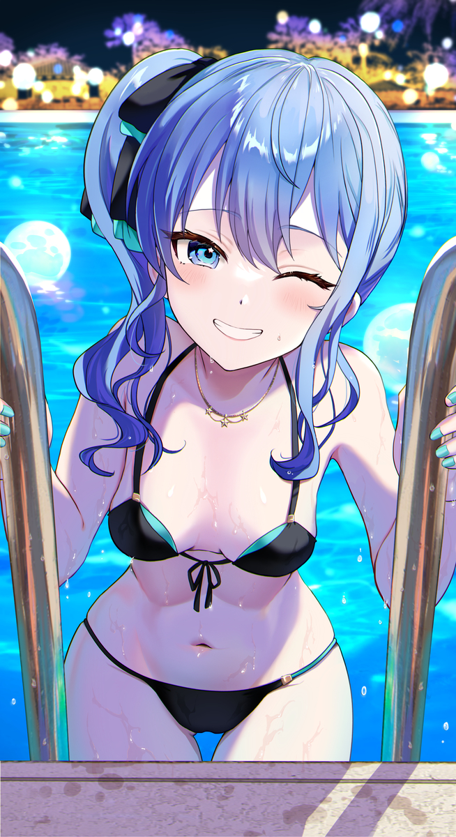 This is a pixiv picture whose title is ナイトプ―ルすいちゃん差分.