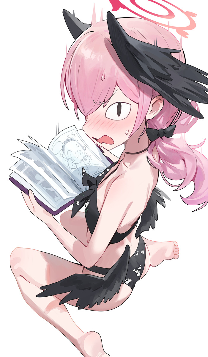 This is a pixiv picture whose title is 「何見てるの…？」.