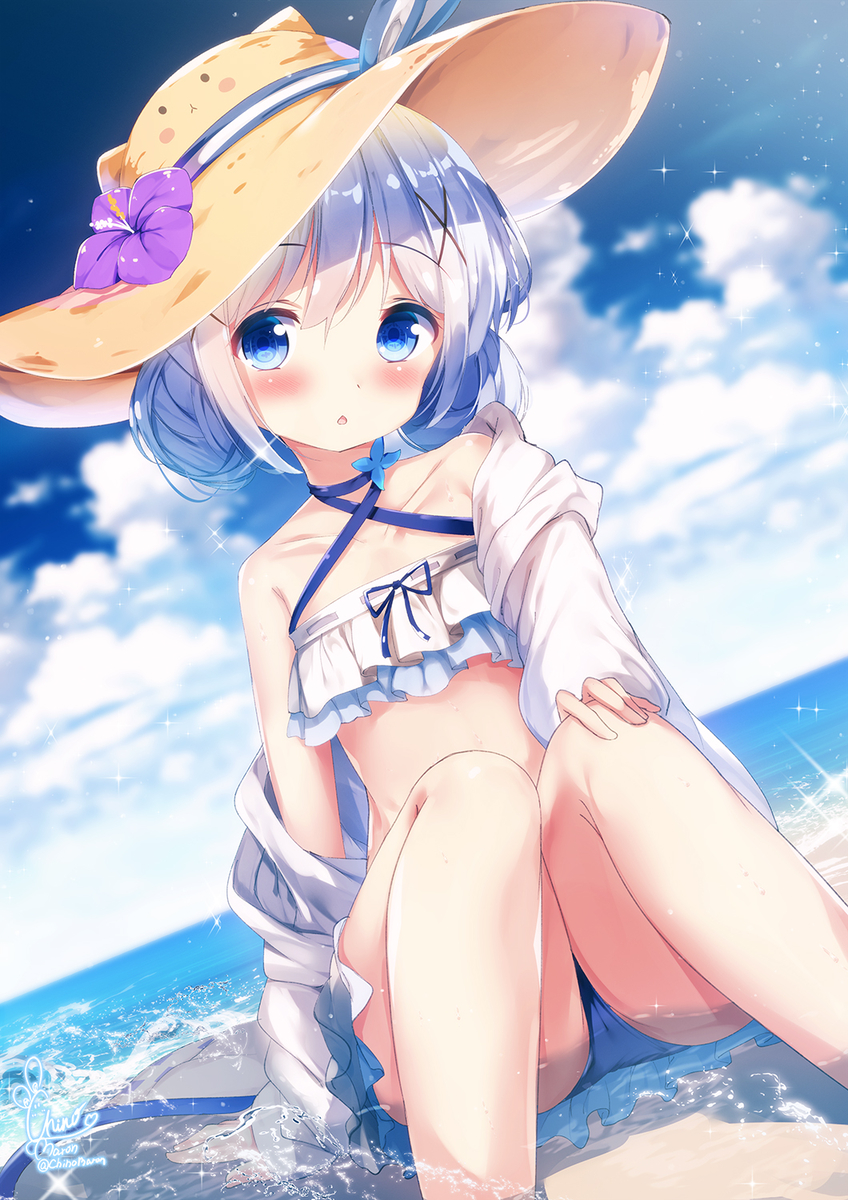 This is a pixiv picture whose title is 水着チノちゃん.