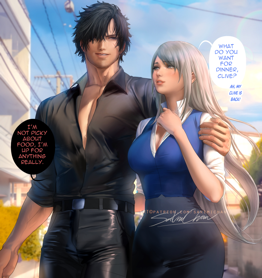 This is a pixiv picture whose title is 現代風 ff16 modern days ff16 現代版.