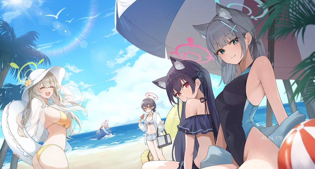 This is a pixiv picture whose title is アビドス夏.