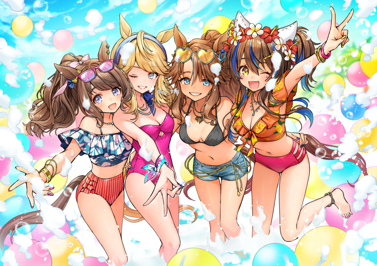 This is a pixiv picture whose title is ギャルin泡パーティー.