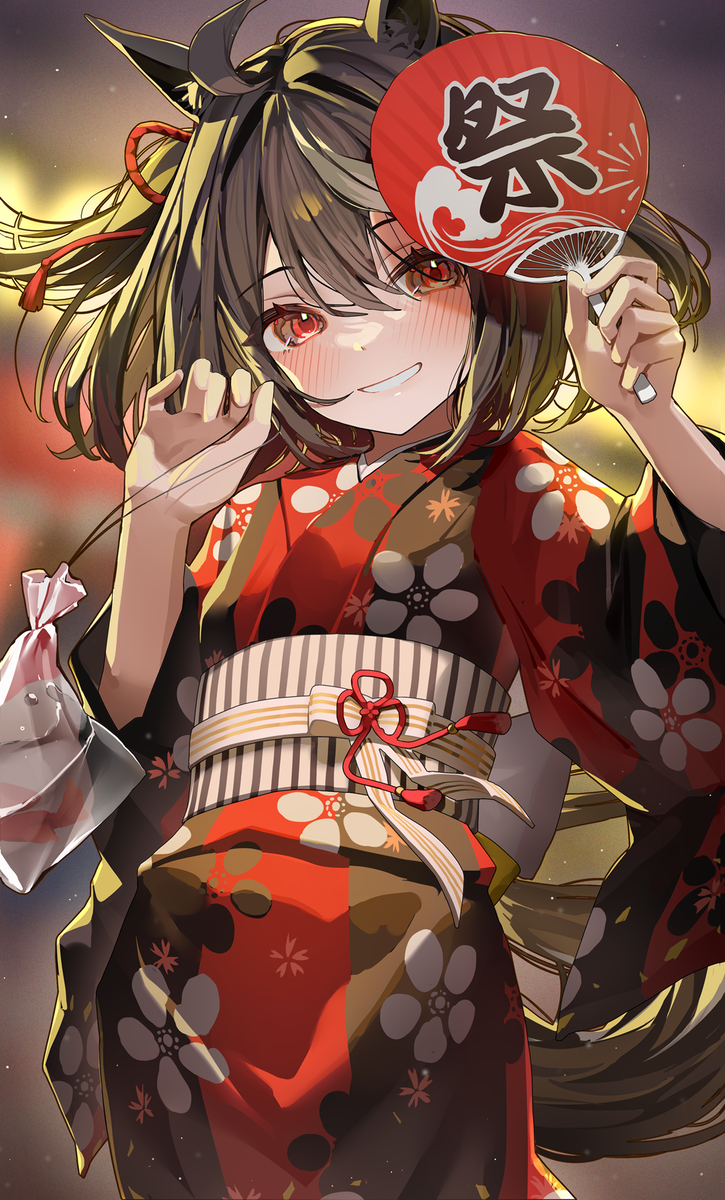 This is a pixiv picture whose title is 夏祭りキタちゃん.