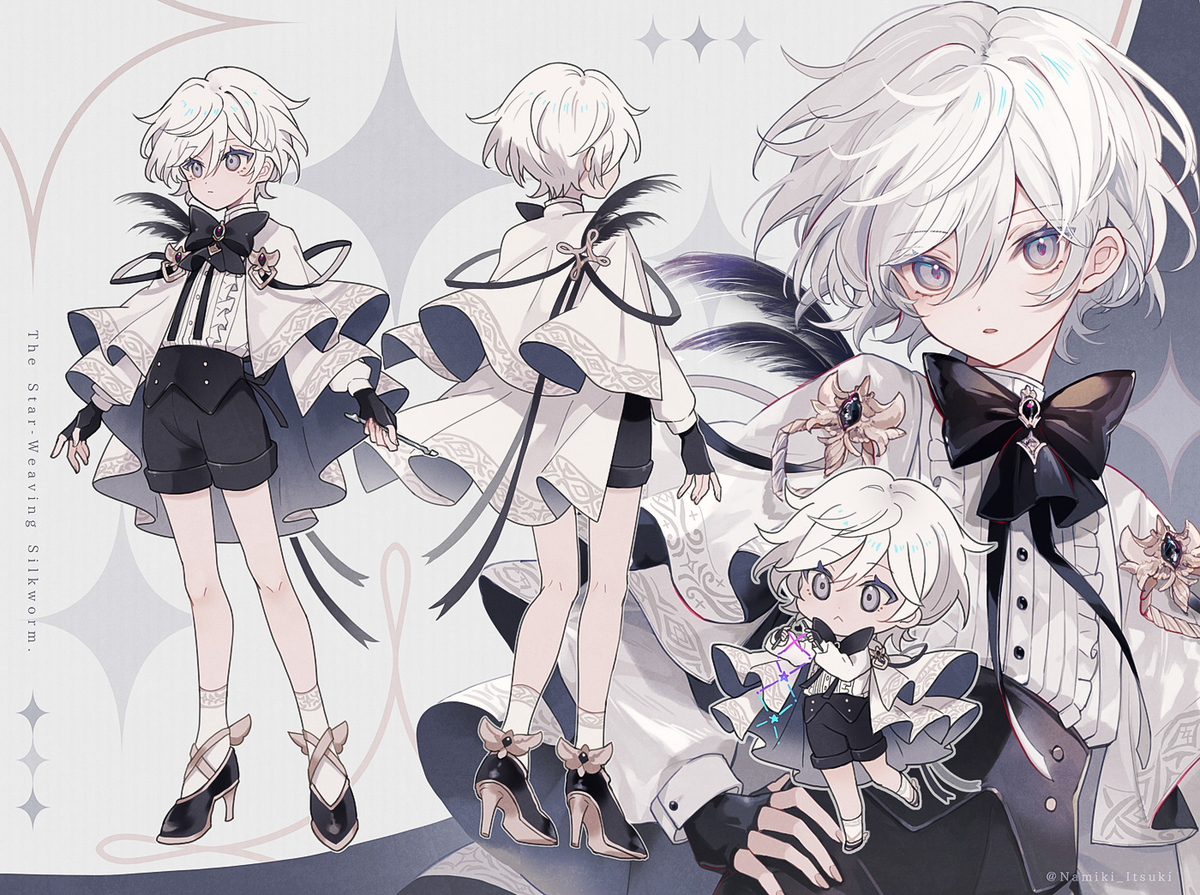 This is a pixiv picture whose title is Character Design［ 星編みの蚕 ］.