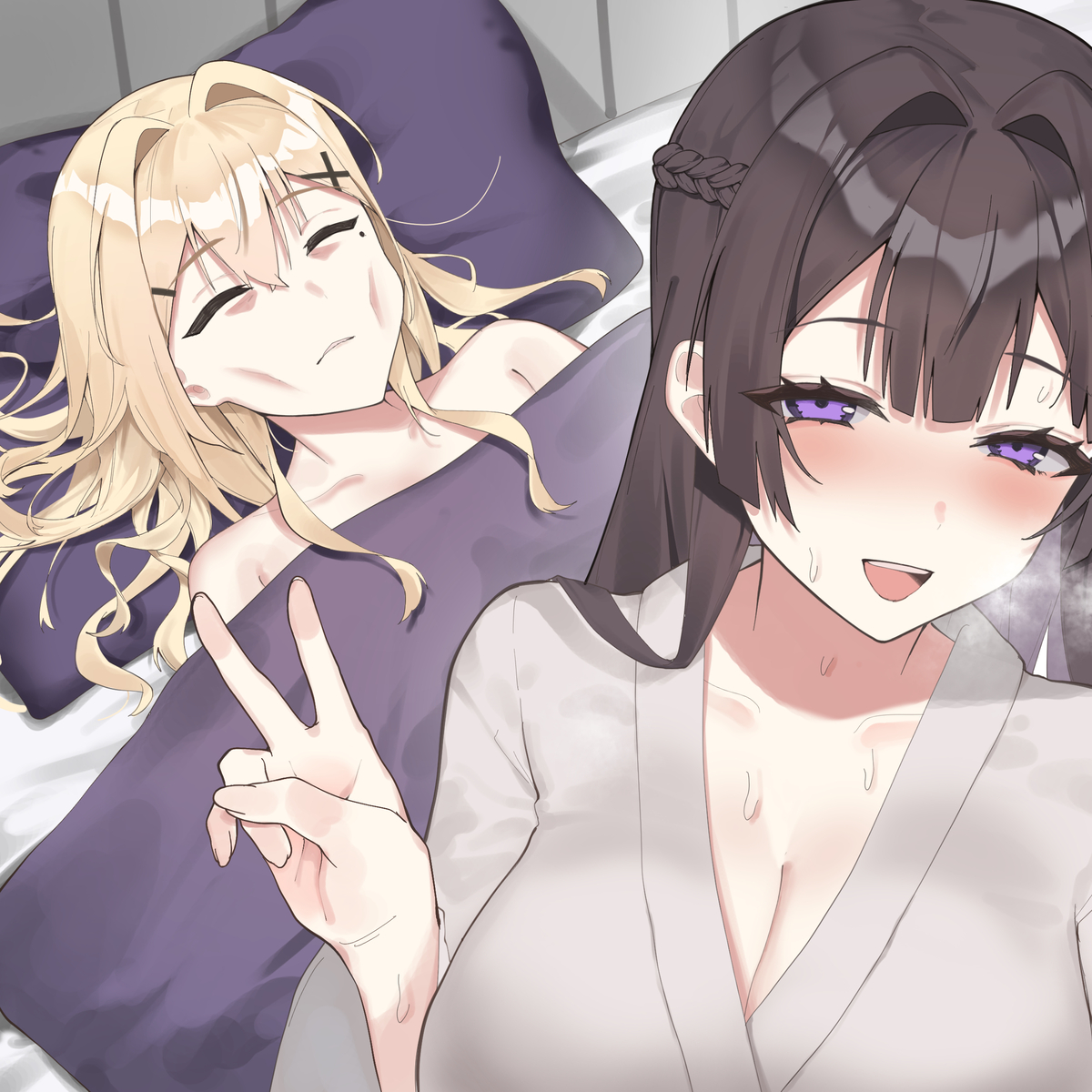 This is a pixiv picture whose title is 💀👩✌️.