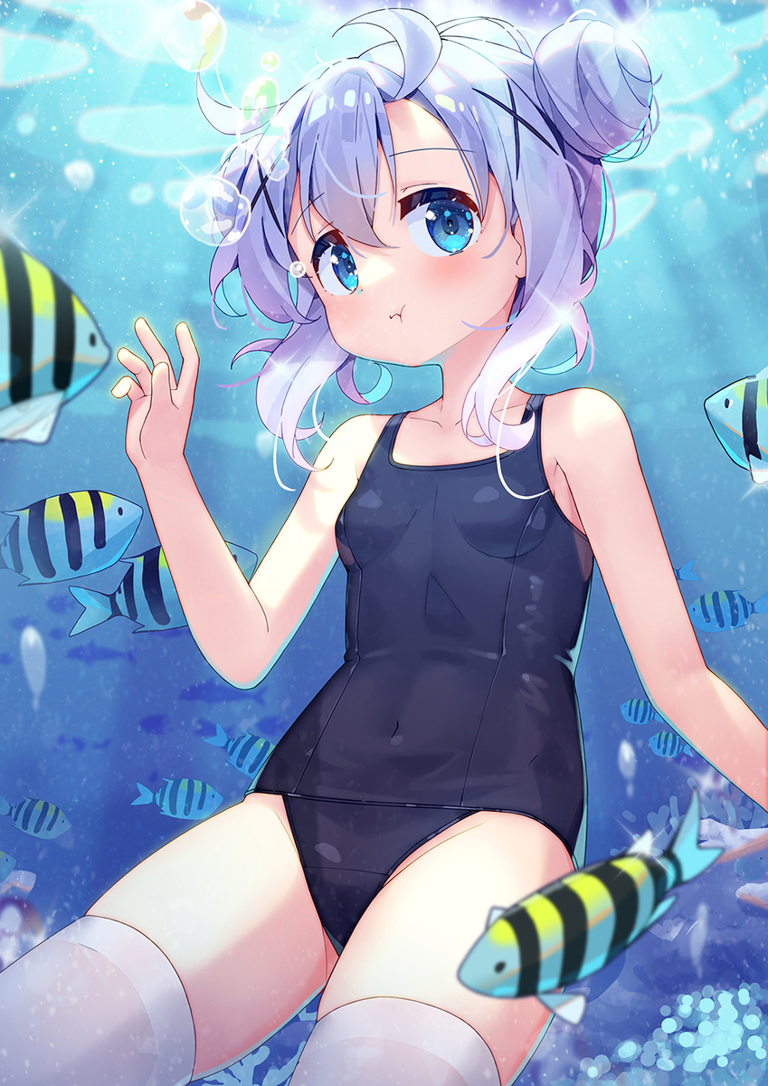 This is a pixiv picture whose title is チノちゃんと海底世界の大探険.