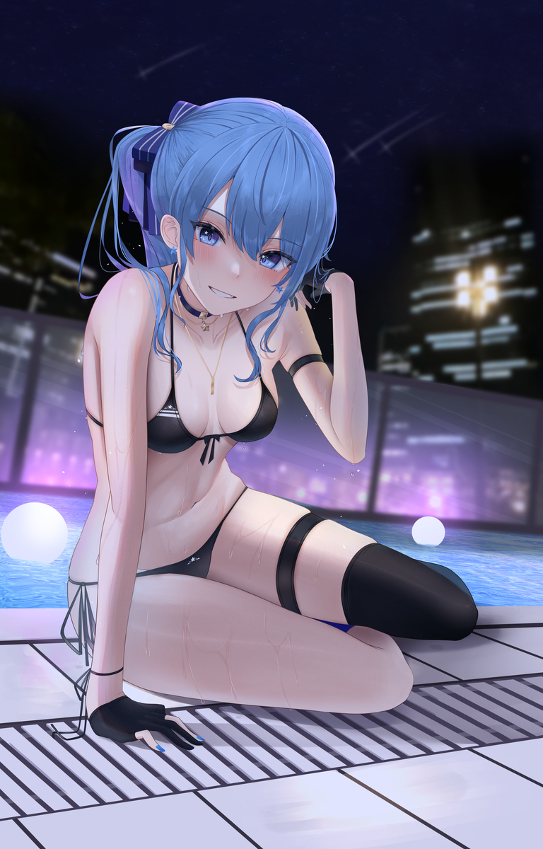 This is a pixiv picture whose title is suichan in nightpool.