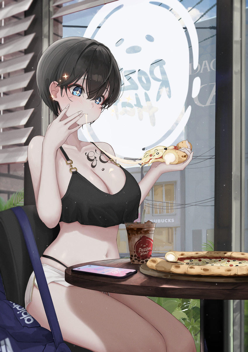 This is a pixiv picture whose title is 「あなた... ダイエットするって言わなかった？」.