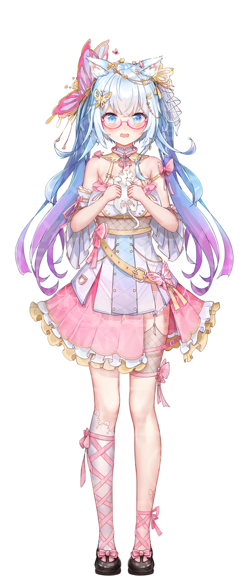 This is a pixiv picture whose title is 新女儿出来啦 戴上眼镜很聪明的样子 不是傻傻的猫猫 又香又软快来.