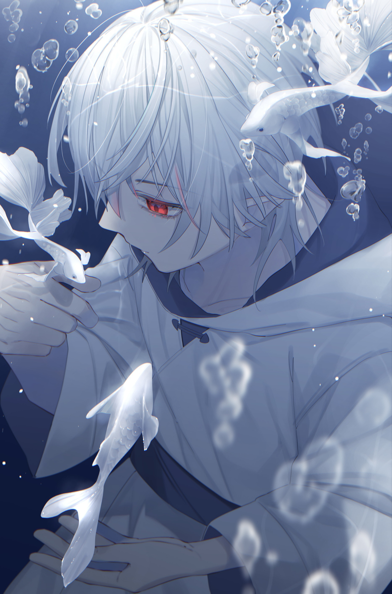 This is a pixiv picture whose title is 海の中自由に泳げたらいいのに.