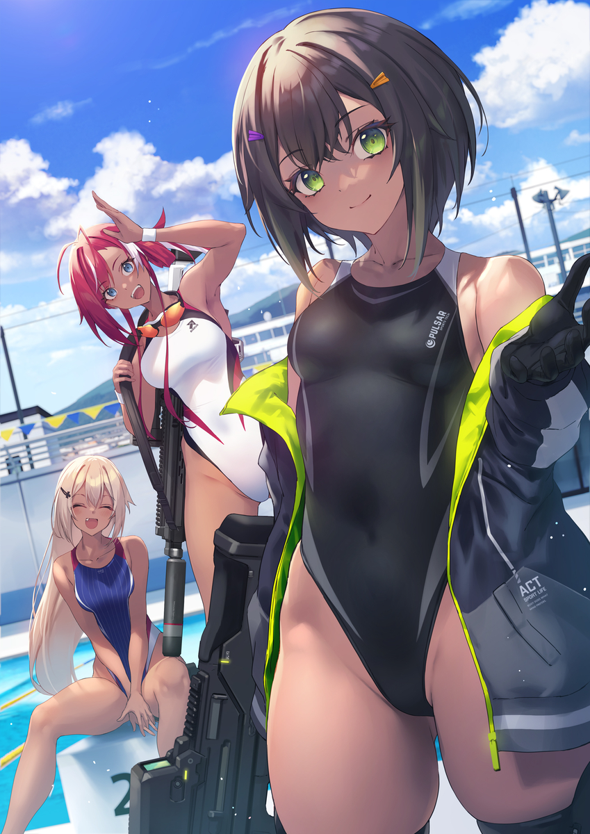 This is a pixiv picture whose title is 「ようこそ水泳部へ。」.