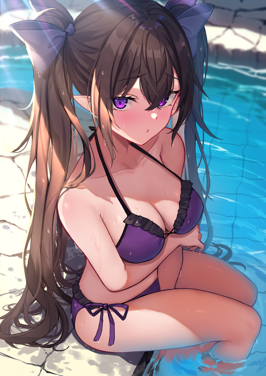 This is a pixiv picture whose title is はたてちゃんと水着デート🌊.