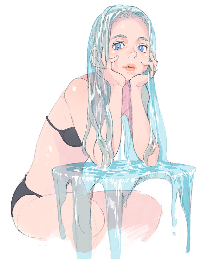 This is a pixiv picture whose title is water hair.